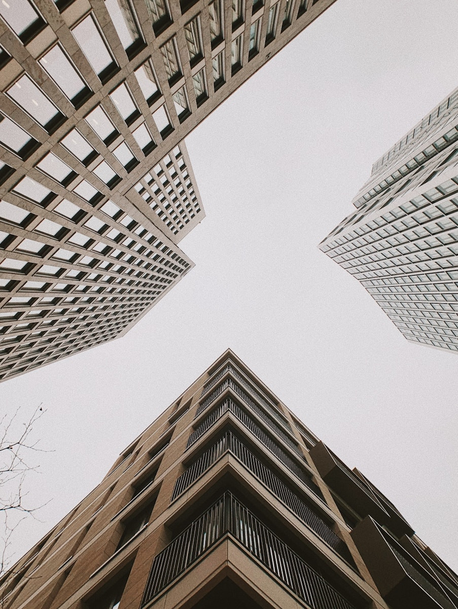 upscale photo up high rise buildings